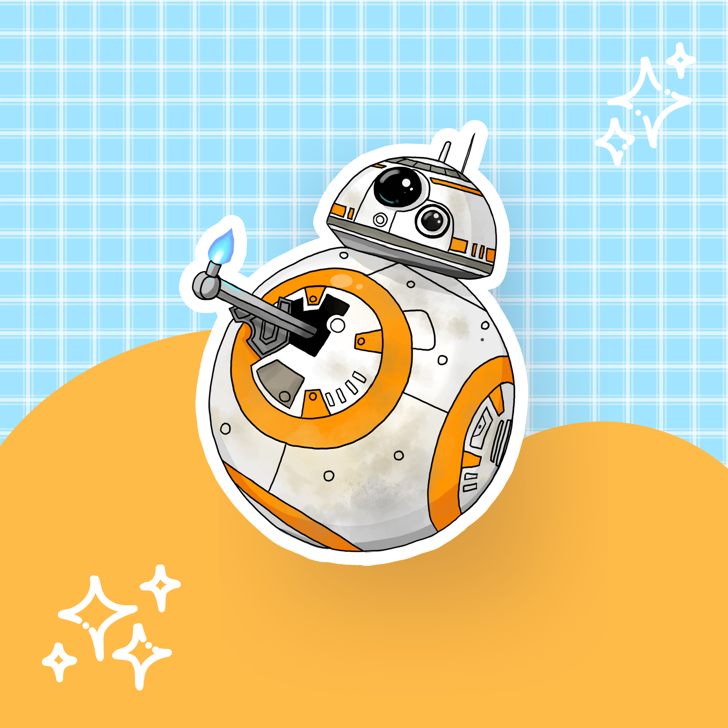 Round Robot Die Cut Sticker