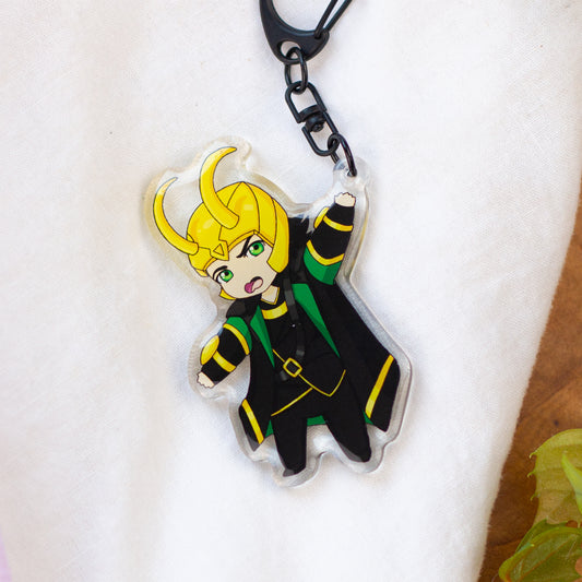 Angry Trickery God Superhero Acrylic Keychain