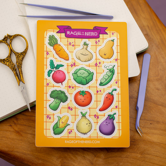 Kawaii Veggie Sticker Sheet