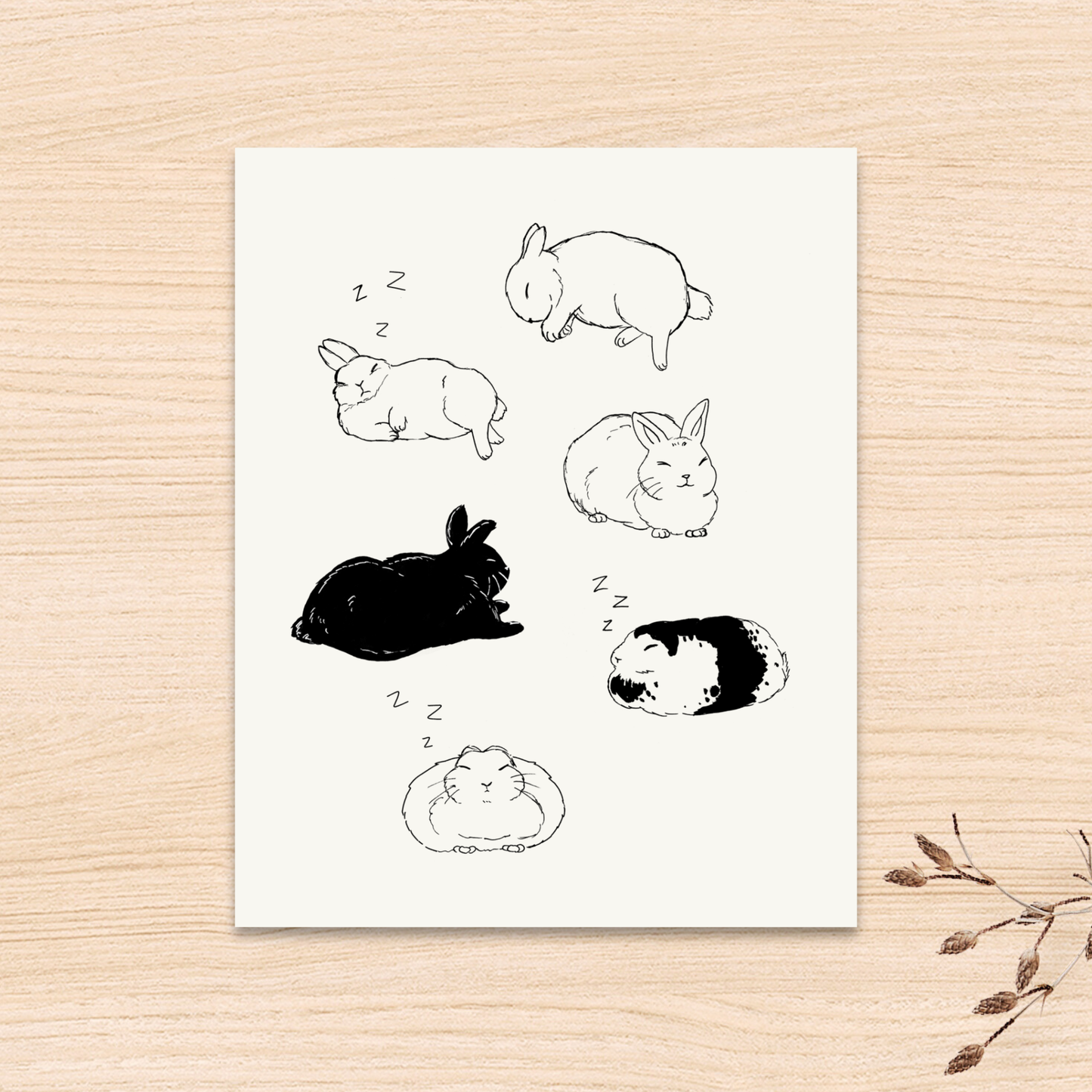 Sleepy Bunny Print