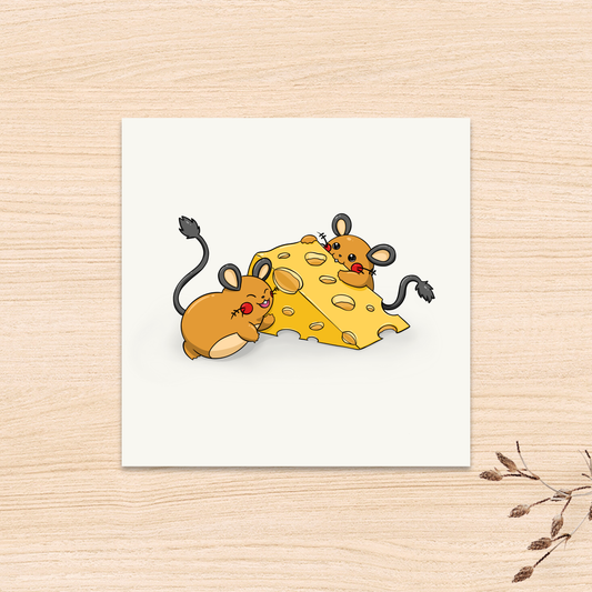 Electric Mouse Pkmn with Cheese Mini Print