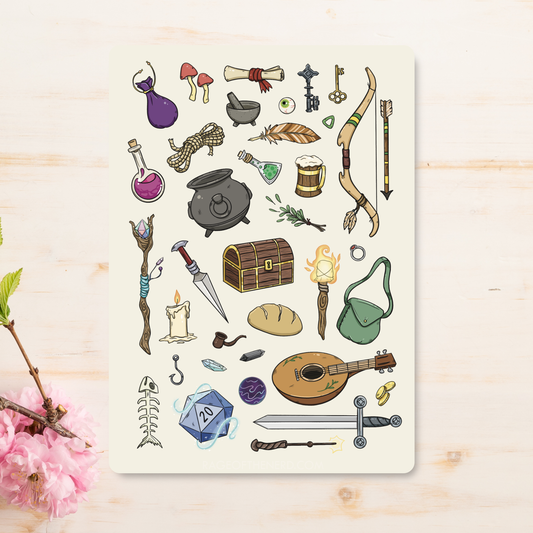 Medieval Fantasy DnD RPG Sticker Sheet