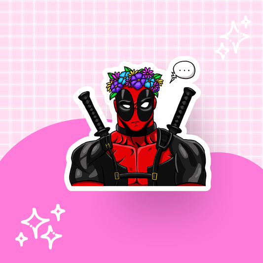 Sassy Superhero with Flower Crown Die Cut Sticker