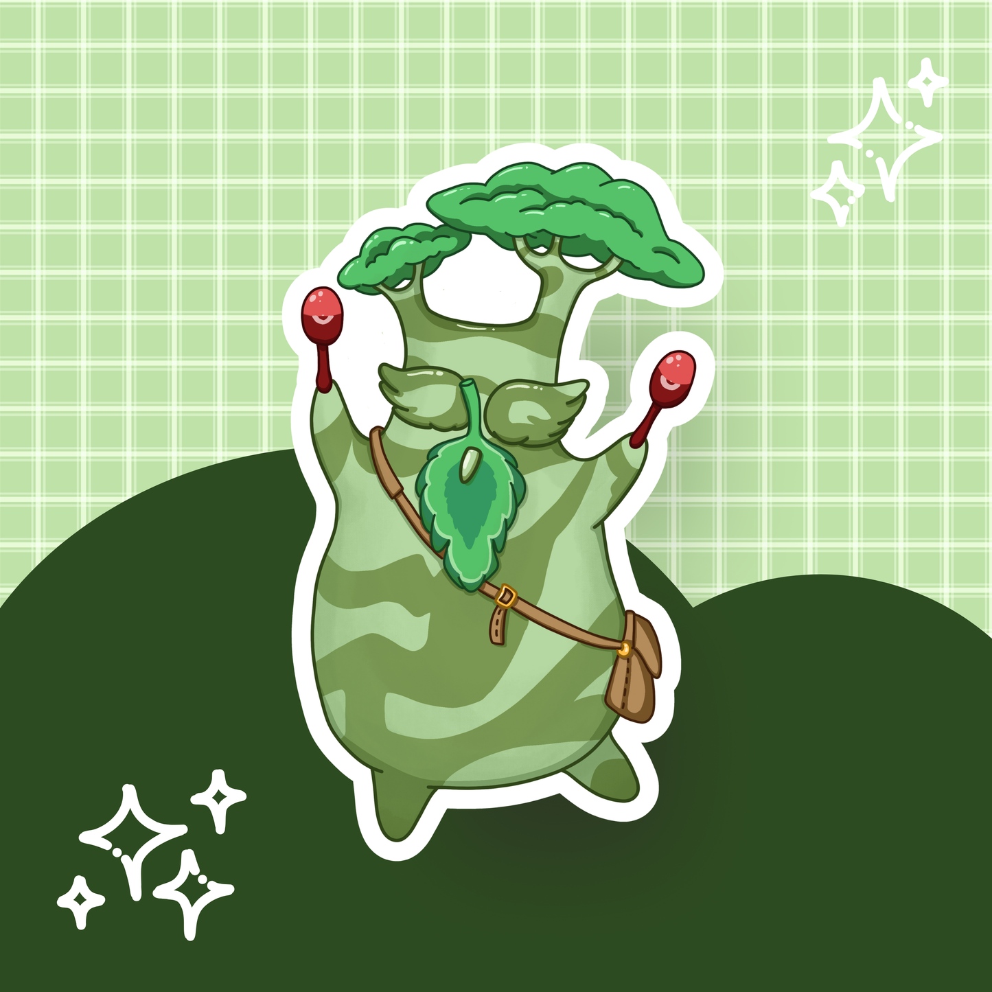 Tree Guy With Maracas Die Cut Sticker