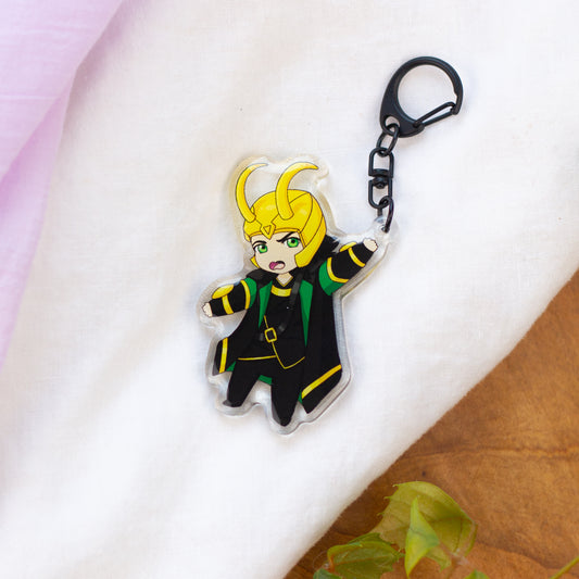 Angry Trickery God Superhero Acrylic Keychain