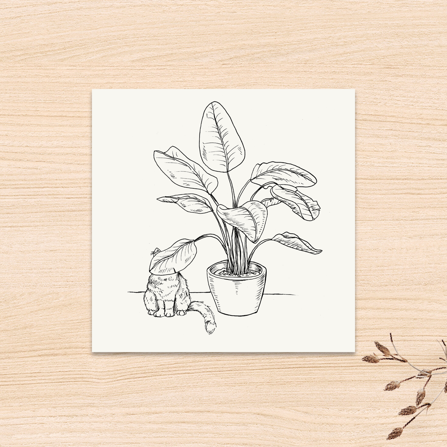 Kitty Hiding Mini Print
