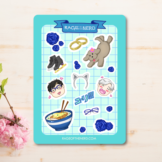 Kawaii Ice Skaters Sticker Sheet
