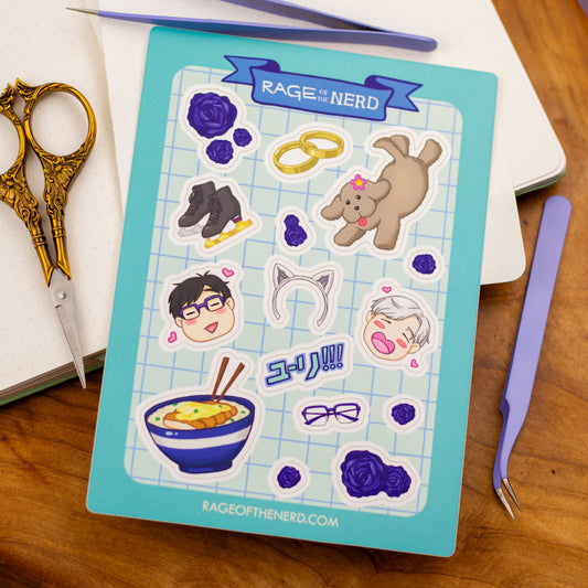 Kawaii Ice Skaters Sticker Sheet